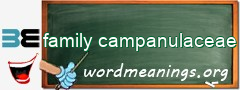 WordMeaning blackboard for family campanulaceae